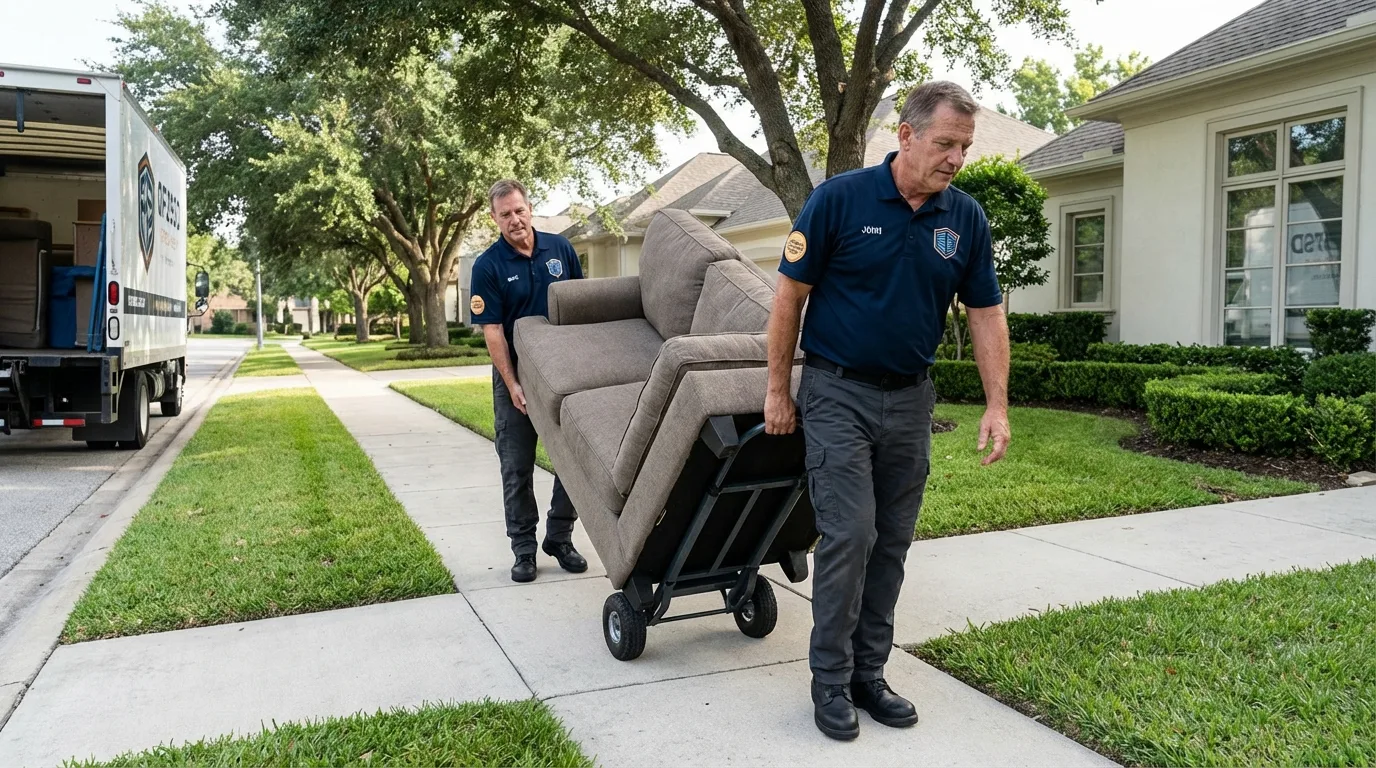 Local residential moving crew loading furniture in Kings Park, NY
